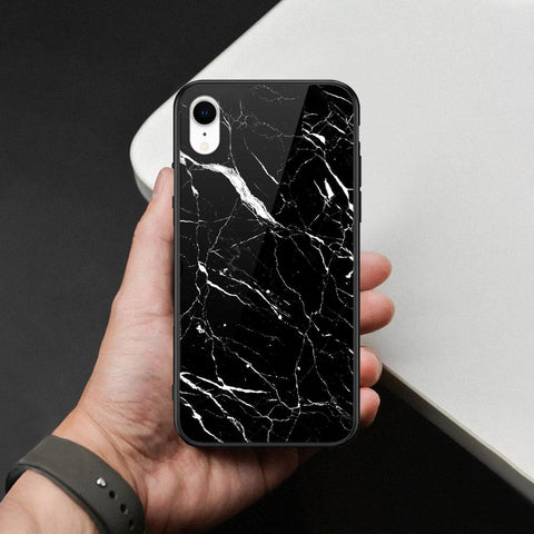 iPhone XR - Black Marble Series  - HQ Ultra Shine Premium Infinity Glass Soft Silicon Borders Case