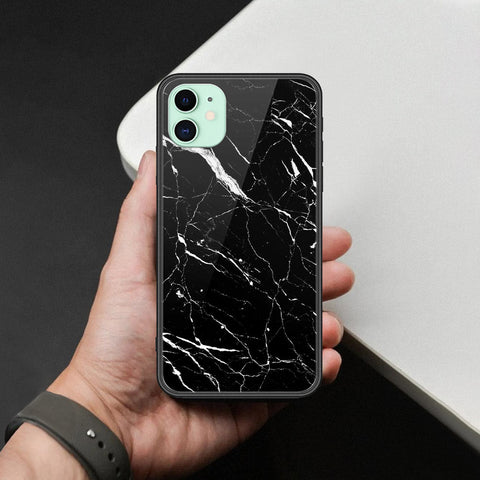 iPhone 11 - Black Marble Series  - HQ Ultra Shine Premium Infinity Glass Soft Silicon Borders Case