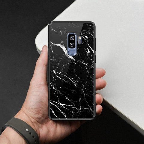 Samsung Galaxy S9 Plus Cover - Black Marble Series  - HQ Ultra Shine Premium Infinity Glass Soft Silicon Borders Case