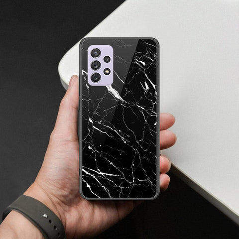 Samsung Galaxy A72 Cover - Black Marble Series  - HQ Ultra Shine Premium Infinity Glass Soft Silicon Borders Case