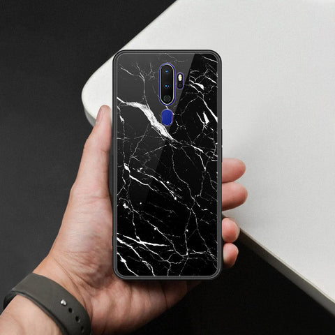 Oppo A9 2020 Cover - Black Marble Series  - HQ Ultra Shine Premium Infinity Glass Soft Silicon Borders Case