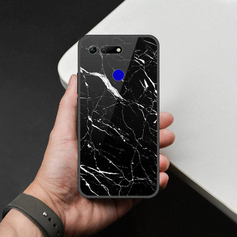 Huawei Honor View 20 Cover - Black Marble Series  - HQ Ultra Shine Premium Infinity Glass Soft Silicon Borders Case