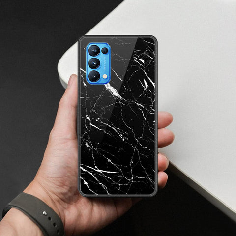 Oppo Reno 5 Pro 5G Cover - Black Marble Series  - HQ Ultra Shine Premium Infinity Glass Soft Silicon Borders Case