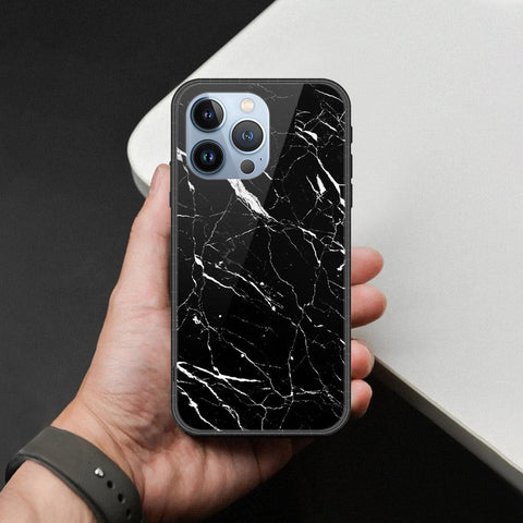 iPhone 13 Pro Cover - Black Marble Series  - HQ Ultra Shine Premium Infinity Glass Soft Silicon Borders Case
