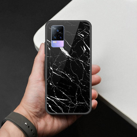 Vivo V21e Cover - Black Marble Series  - HQ Ultra Shine Premium Infinity Glass Soft Silicon Borders Case