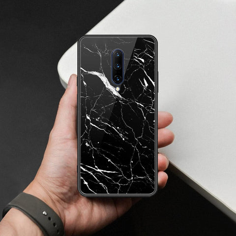 OnePlus 7 Pro Cover - Black Marble Series  - HQ Ultra Shine Premium Infinity Glass Soft Silicon Borders Case