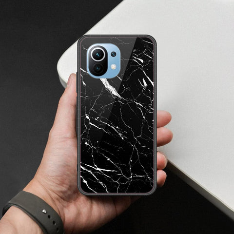 Xiaomi Mi 11 Cover - Black Marble Series  - HQ Ultra Shine Premium Infinity Glass Soft Silicon Borders Case