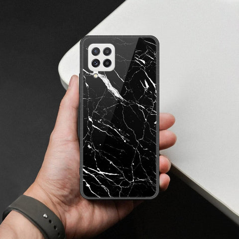 Samsung Galaxy M32 Cover - Black Marble Series  - HQ Ultra Shine Premium Infinity Glass Soft Silicon Borders Case
