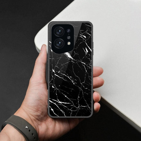 Oppo Find X5 Cover - Black Marble Series  - HQ Ultra Shine Premium Infinity Glass Soft Silicon Borders Case