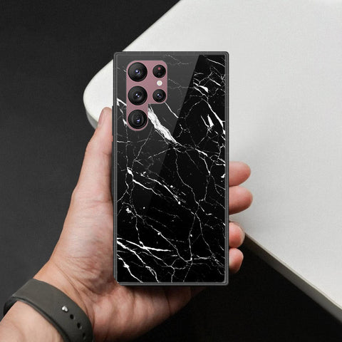 Samsung Galaxy S22 Ultra 5G Cover - Black Marble Series  - HQ Ultra Shine Premium Infinity Glass Soft Silicon Borders Case