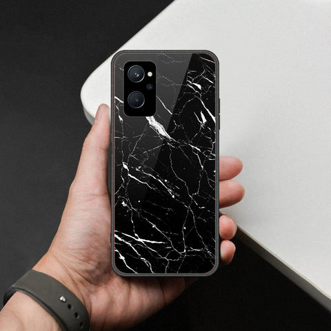 Realme 9i Cover - Black Marble Series  - HQ Ultra Shine Premium Infinity Glass Soft Silicon Borders Case