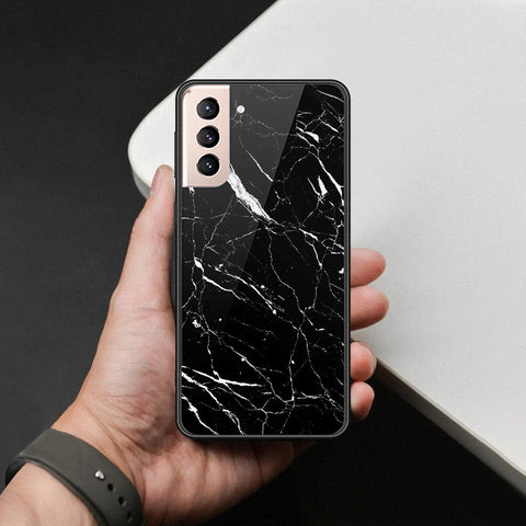 Samsung Galaxy S21 FE 5G Cover - Black Marble Series  - HQ Ultra Shine Premium Infinity Glass Soft Silicon Borders Case