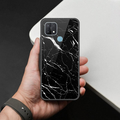 Oppo A35 Cover - Black Marble Series  - HQ Ultra Shine Premium Infinity Glass Soft Silicon Borders Case