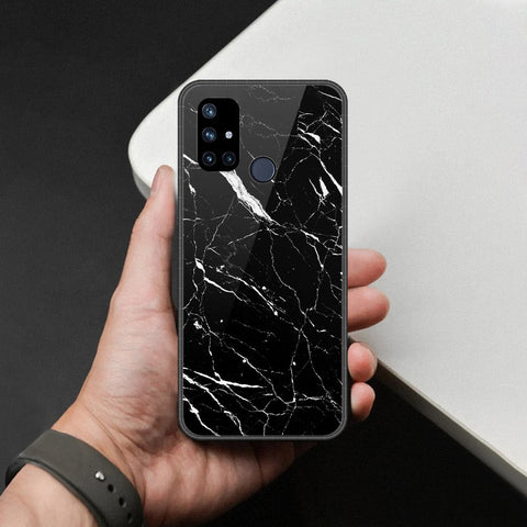 OnePlus Nord N10 Cover - Black Marble Series  - HQ Ultra Shine Premium Infinity Glass Soft Silicon Borders Case