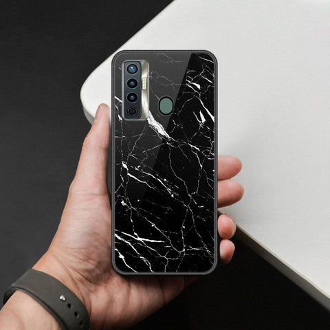 Tecno Camon 17 Cover - Black Marble Series  - HQ Ultra Shine Premium Infinity Glass Soft Silicon Borders Case