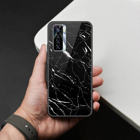 Tecno Camon 17 Pro Cover - Black Marble Series  - HQ Ultra Shine Premium Infinity Glass Soft Silicon Borders Case