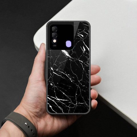 Tecno Spark 8 Cover - Black Marble Series  - HQ Ultra Shine Premium Infinity Glass Soft Silicon Borders Case