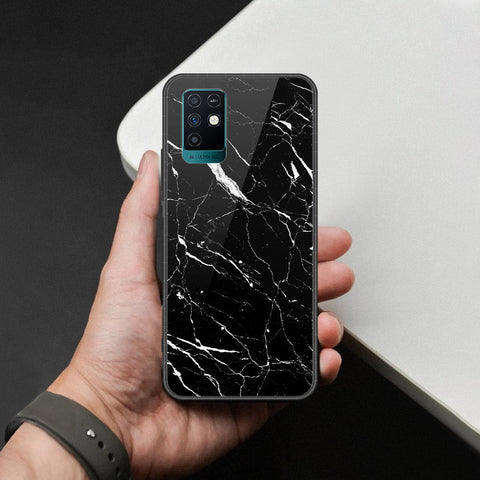 Infinix Note 10 Cover - Black Marble Series  - HQ Ultra Shine Premium Infinity Glass Soft Silicon Borders Case