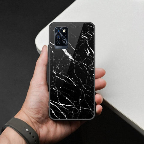 Infinix Note 10 Pro Cover - Black Marble Series  - HQ Ultra Shine Premium Infinity Glass Soft Silicon Borders Case