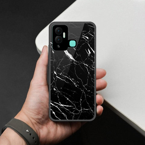 Infinix Hot 12i Cover - Black Marble Series  - HQ Ultra Shine Premium Infinity Glass Soft Silicon Borders Case
