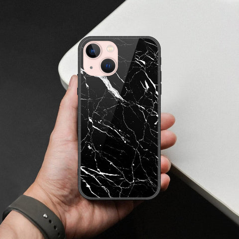 iPhone 14 - Black Marble Series  - HQ Ultra Shine Premium Infinity Glass Soft Silicon Borders Case