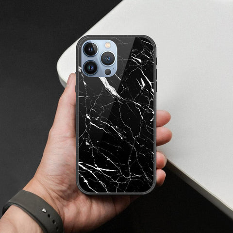 iPhone 14 Pro Max Cover - Black Marble Series  - HQ Ultra Shine Premium Infinity Glass Soft Silicon Borders Case