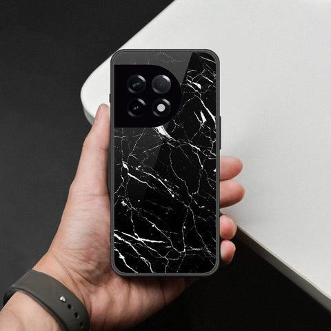 OnePlus 11 Cover - Black Marble Series  - HQ Ultra Shine Premium Infinity Glass Soft Silicon Borders Case