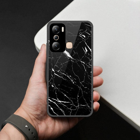 Infinix Hot 20i Cover - Black Marble Series  - HQ Ultra Shine Premium Infinity Glass Soft Silicon Borders Case