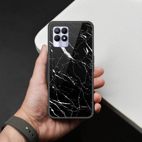 Realme 8i Cover - Black Marble Series  - HQ Ultra Shine Premium Infinity Glass Soft Silicon Borders Case
