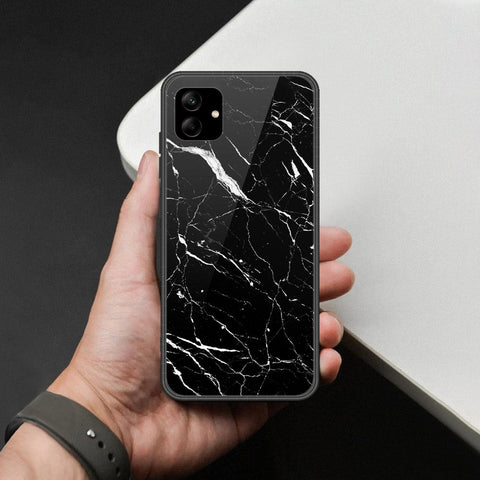 Samsung Galaxy A04e Cover - Black Marble Series  - HQ Ultra Shine Premium Infinity Glass Soft Silicon Borders Case