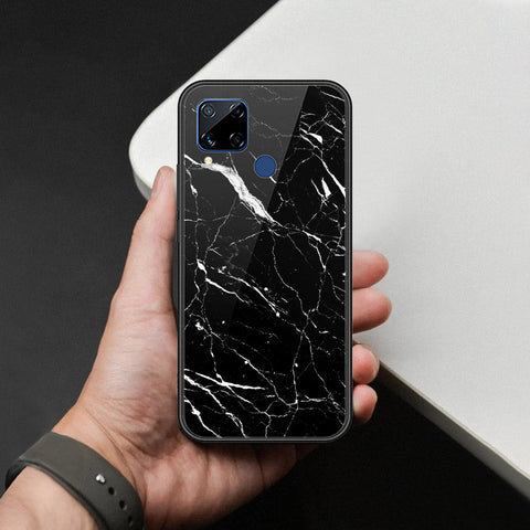 Realme C15 Cover - Black Marble Series  - HQ Ultra Shine Premium Infinity Glass Soft Silicon Borders Case