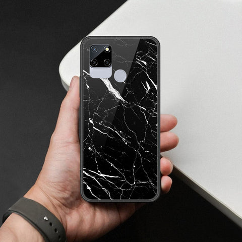 Realme C12 Cover - Black Marble Series  - HQ Ultra Shine Premium Infinity Glass Soft Silicon Borders Case