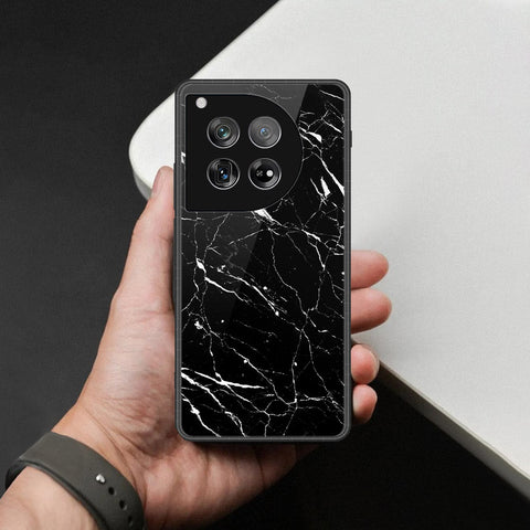 OnePlus 12 Cover - Black Marble Series  - HQ Ultra Shine Premium Infinity Glass Soft Silicon Borders Case