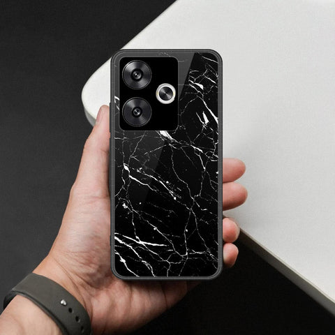 Xiaomi Poco F6 Cover - Black Marble Series  - HQ Ultra Shine Premium Infinity Glass Soft Silicon Borders Case