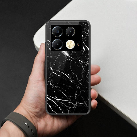 Infinix Note 40 Cover - Black Marble Series  - HQ Ultra Shine Premium Infinity Glass Soft Silicon Borders Case