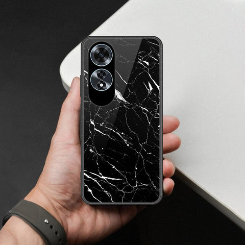 Oppo A60 Cover - Black Marble Series  - HQ Ultra Shine Premium Infinity Glass Soft Silicon Borders Case