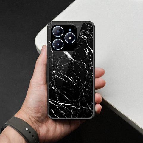 Realme C63 Cover - Black Marble Series  - HQ Ultra Shine Premium Infinity Glass Soft Silicon Borders Case