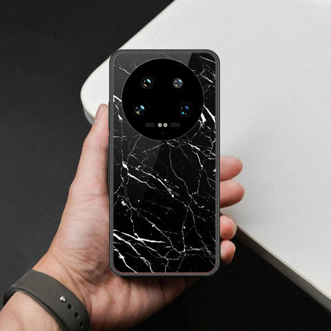 Xiaomi 14 Ultra Cover - Black Marble Series  - HQ Ultra Shine Premium Infinity Glass Soft Silicon Borders Case