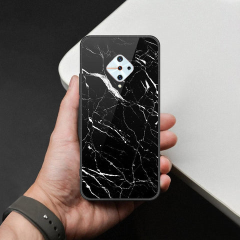 Vivo Y9s Cover - Black Marble Series  - HQ Ultra Shine Premium Infinity Glass Soft Silicon Borders Case