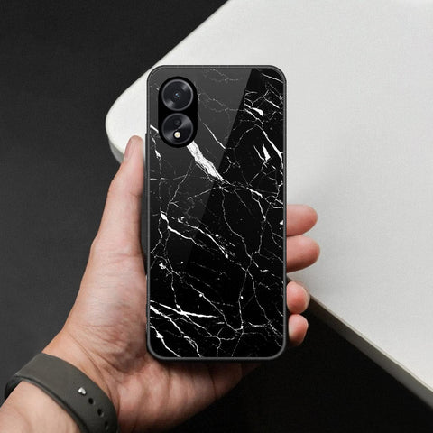 Oppo A18 Cover - Black Marble Series  - HQ Ultra Shine Premium Infinity Glass Soft Silicon Borders Case