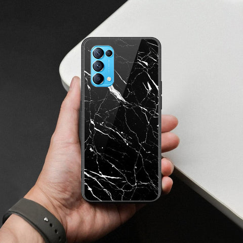 Oppo Reno 5 5G Cover - Black Marble Series  - HQ Ultra Shine Premium Infinity Glass Soft Silicon Borders Case