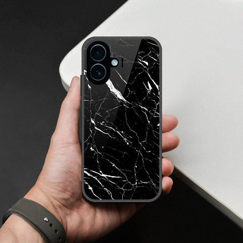 iPhone 17 - Black Marble Series  - HQ Ultra Shine Premium Infinity Glass Soft Silicon Borders Case