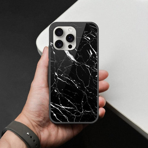 iPhone 16 Pro - Black Marble Series  - HQ Ultra Shine Premium Infinity Glass Soft Silicon Borders Case