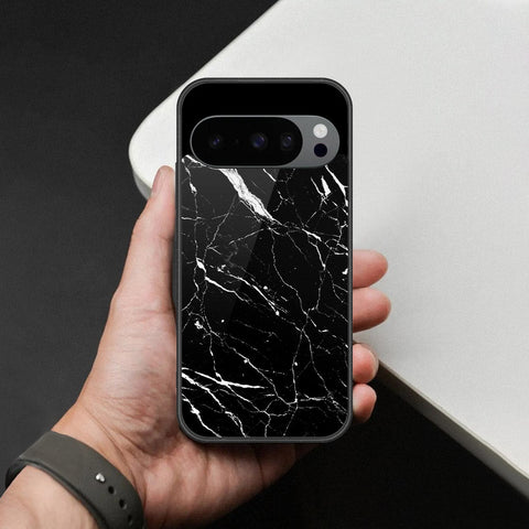 Google Pixel 10 Pro Cover - Black Marble Series  - HQ Ultra Shine Premium Infinity Glass Soft Silicon Borders Case
