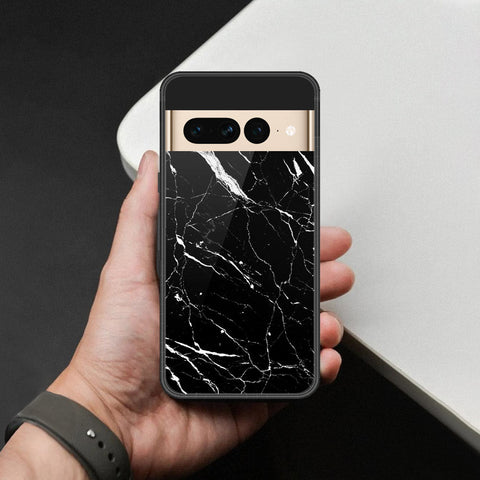 Google Pixel 7 Pro Cover - Black Marble Series  - HQ Ultra Shine Premium Infinity Glass Soft Silicon Borders Case