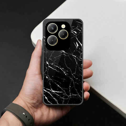 Infinix Hot 40 Cover - Black Marble Series  - HQ Ultra Shine Premium Infinity Glass Soft Silicon Borders Case