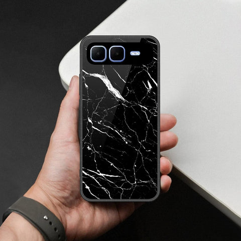 Infinix Smart 10 Plus Cover - Black Marble Series  - HQ Ultra Shine Premium Infinity Glass Soft Silicon Borders Case