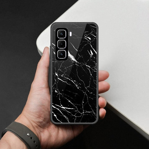 Infinix Hot 60 Pro Plus Cover - Black Marble Series  - HQ Ultra Shine Premium Infinity Glass Soft Silicon Borders Case