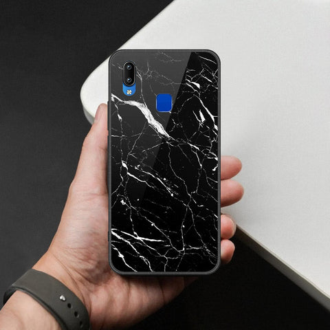 Vivo Y90 Cover - Black Marble Series  - HQ Ultra Shine Premium Infinity Glass Soft Silicon Borders Case
