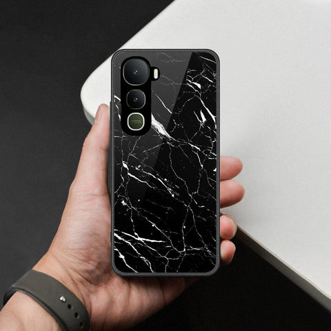 Vivo Y400 Cover - Black Marble Series  - HQ Ultra Shine Premium Infinity Glass Soft Silicon Borders Case